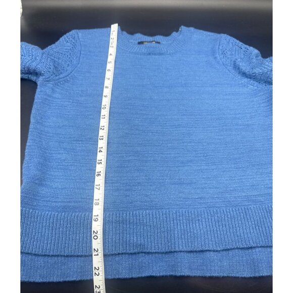 Christian Siriano Womens Blue Pointelle Textured Sleeve Sweater Large Classic - Picture 8 of 8